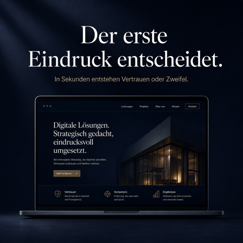 Website Wirkung und erster Eindruck: Ein modernes Webdesign schafft in Sekunden Vertrauen oder Zweifel.