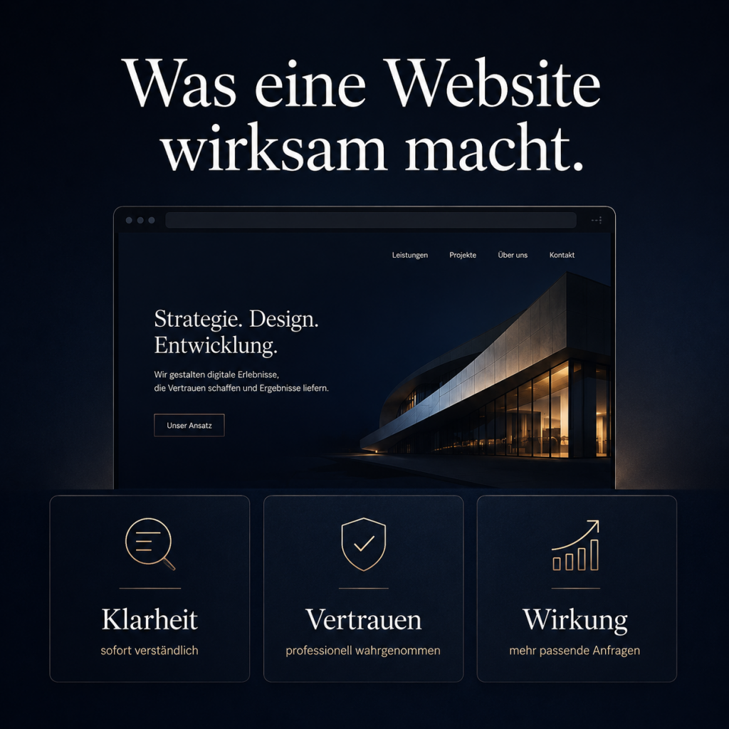 Website Wirkung durch Klarheit, Vertrauen und strategisches Webdesign für mehr passende Anfragen.